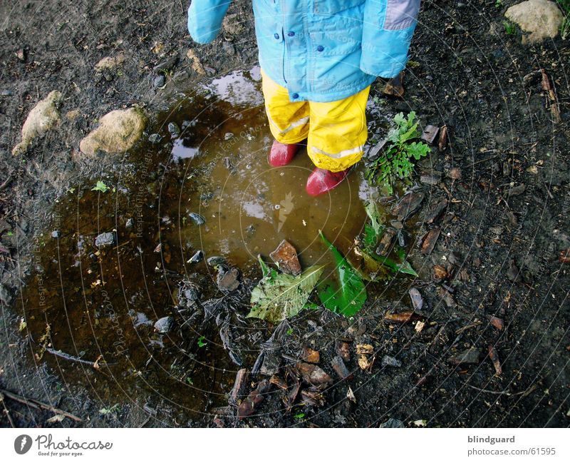mud pampe Child Rubber boots Rain jacket Rain suit Puddle Wet Mud Bad weather Rain wear baggy trousers Dirty Bastian and yet Joy slobbery Thunder and lightning