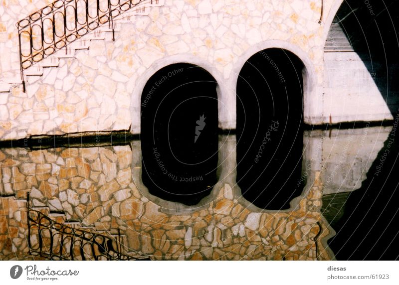 3corner Reflection Geometry Sewer River Bridge Water Stairs Arch Shadow Coast Corfu Architecture