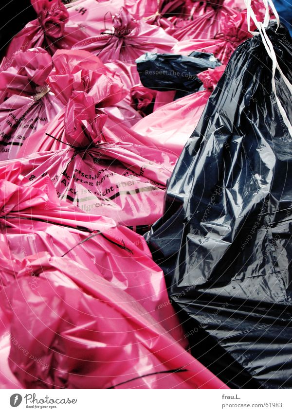 refuse sacks Trash Garbage bag Strike Pink Black Household garbage Labor union Roadside Work and employment Nutrition Things verdi Street mountains of rubbish