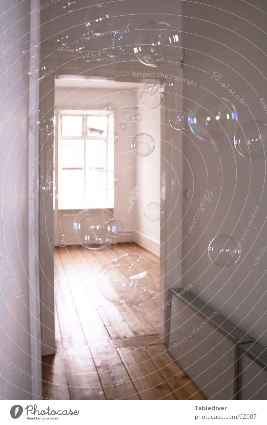 bubbles Soap bubble Hallway Window Light Doorframe Reflection Sunbeam Old building Bright smoked wallpaper Day