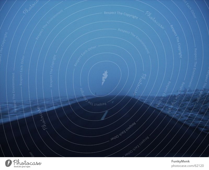 Road 2 Nowhere Fog Ambiguous Dark Without trace Mysterious Aberration Transport Traffic infrastructure Winter Street Lanes & trails Fear road nowhere Empty Line