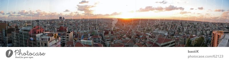 Istanbul Panorama Sunset Red Panorama (View) Town Near and Middle East Sky Large Panorama (Format)