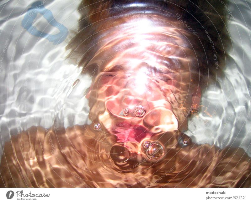 UNDER WATER - Portrait diving drowning suffocating Happy Life Swimming & Bathing Bathtub Dive Human being Man Adults Water Grief Distress Surface of water