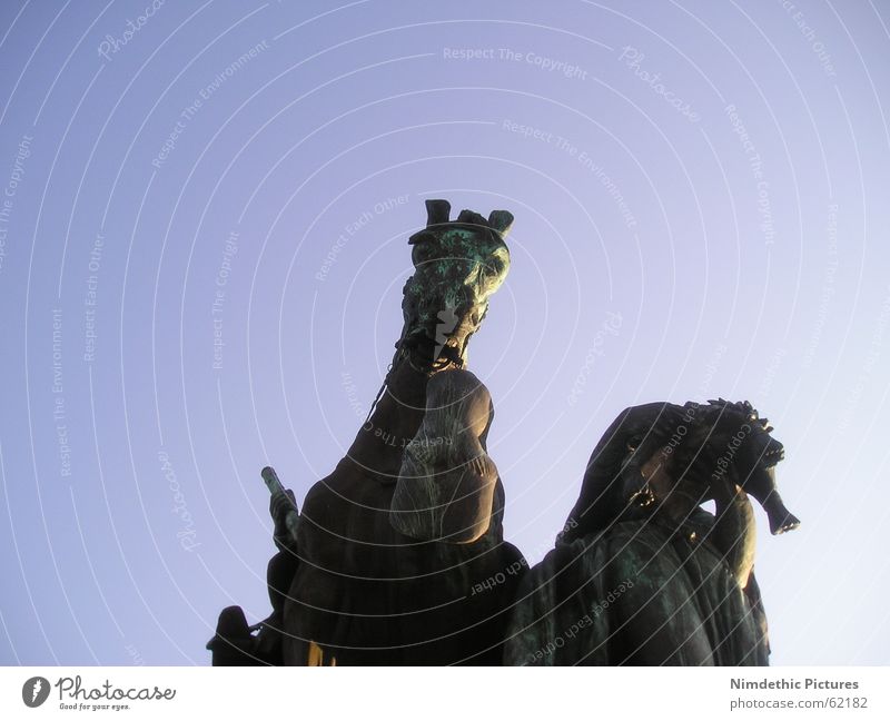 High horse Horse Koblenz Germany Monument Statue Impressive Overwhelming King Hoof Large corner Old Blue