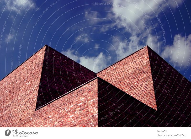 sky shadow cube Wall (barrier) Masonry House (Residential Structure) Building Clouds Sky Cold Loneliness Shadow museum island hombroich brick Clarity