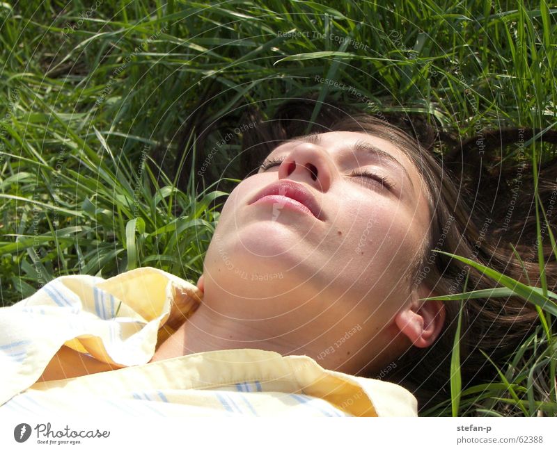 Relax II Woman Grass Meadow Summer Sun Relaxation Calm Green Well-being Sleep Lawn Nature Freedom feel good