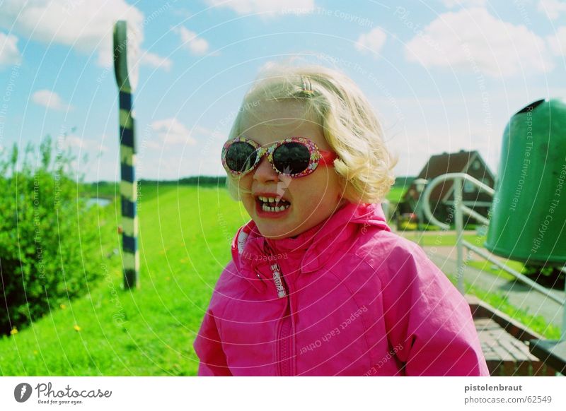 material: child Eyeglasses Green Pink Clouds Landscape Blue Signs and labeling Rose glasses Girl 3 - 8 years Blonde Sunglasses Portrait photograph Dike
