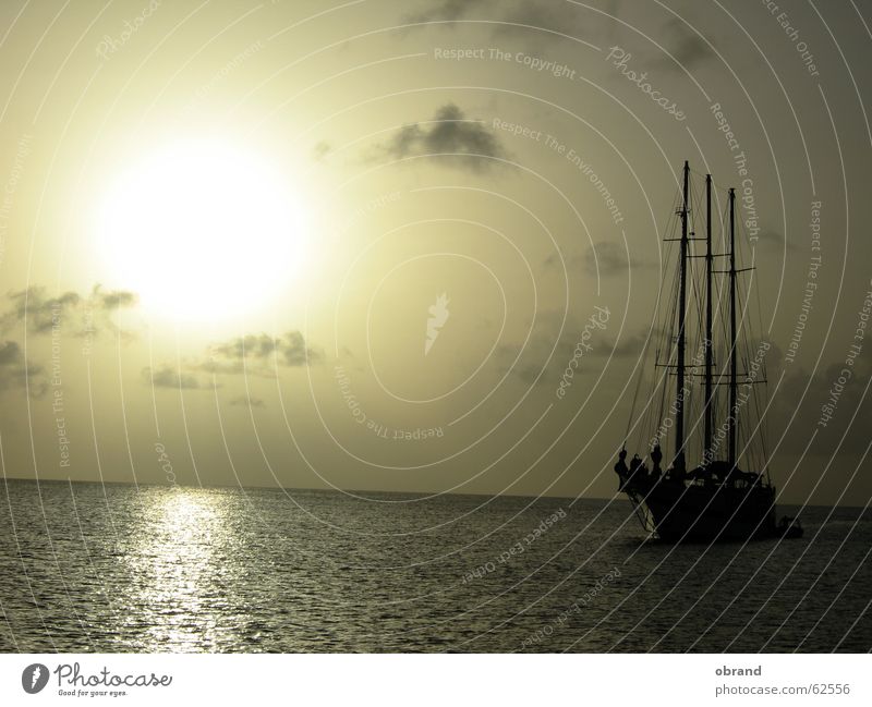 sundowner Sailing ship Exterior shot sunset sailing ship longing romatics