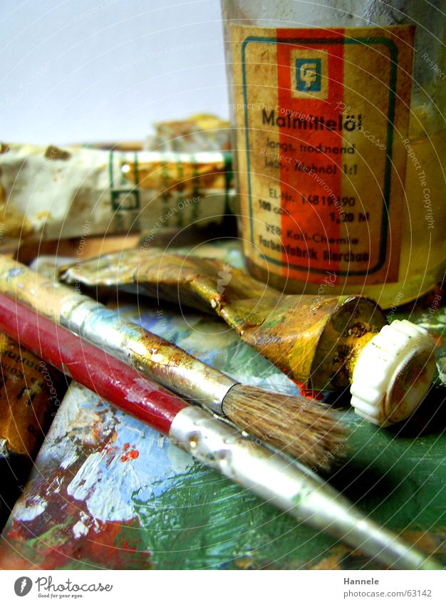 opas colours 2 Tube Oil paint Painting and drawing (object) Wood Art Dappled Old Yellow Inject Paintbrush Palett Multicoloured Colour Painting (action, work)