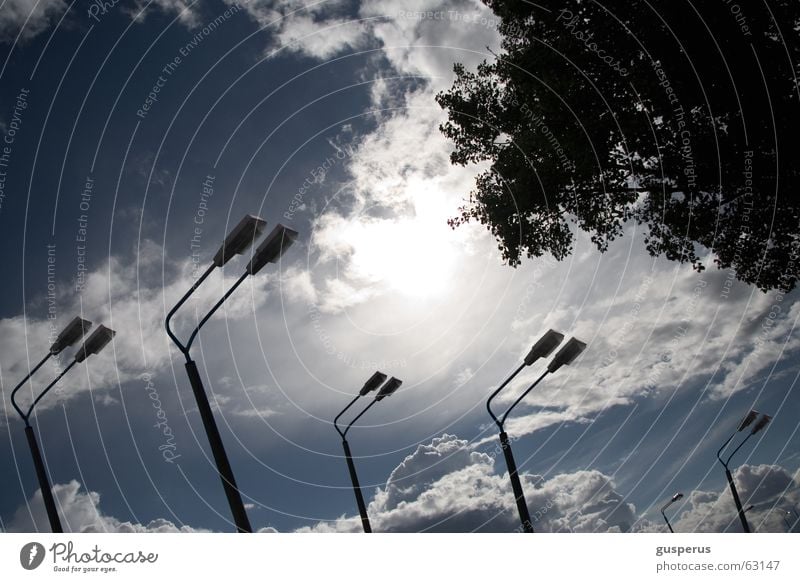 { LAMPS | SHINE | LANTERNS } Light Lamp Lantern Air Clouds Leaf Back-light Gorgeous Sky False without road Blue somewhere lights shiner without street heaven