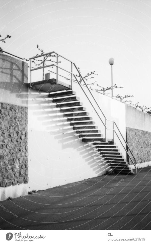 Rhine staircase Town Deserted Architecture Wall (barrier) Wall (building) Stairs Transport Traffic infrastructure Pedestrian Lanes & trails Beginning Target