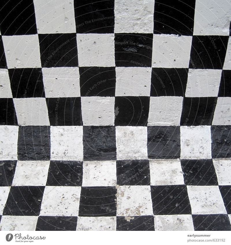 Black and white checkered curved wall with graphic checkerboard pattern check pattern Checkered black and white Chess Illusion Chessboard squares graphically