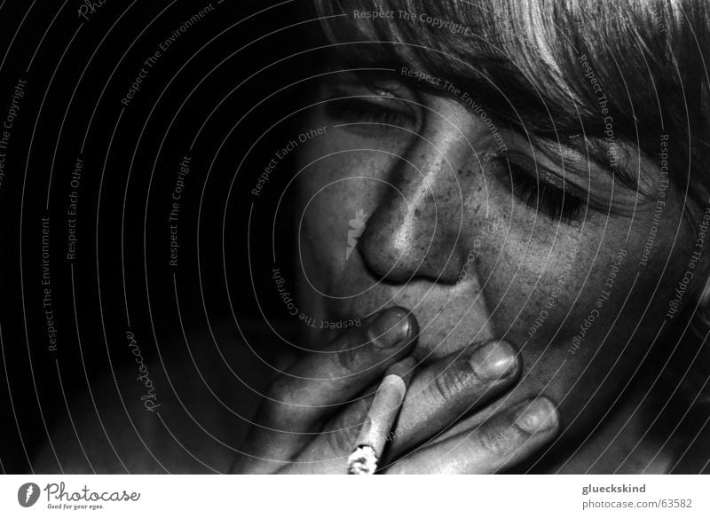 metal smoke Woman Cigarette Night Freckles Dark Blonde Feminine Smoke Search Smoking black-white. shade