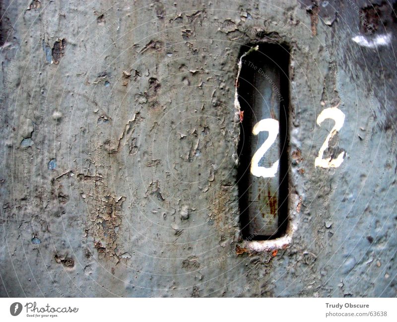 postcard no. 22 Background picture Surface Iron Digits and numbers Letters (alphabet) Derelict Weathered Oxydation Metal Amount Old Rust