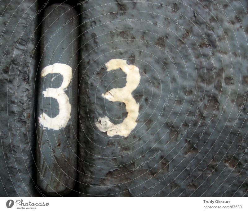 postcard no. 33 Background picture Surface Iron Digits and numbers Derelict Weathered Oxydation Metal Amount Old Rust