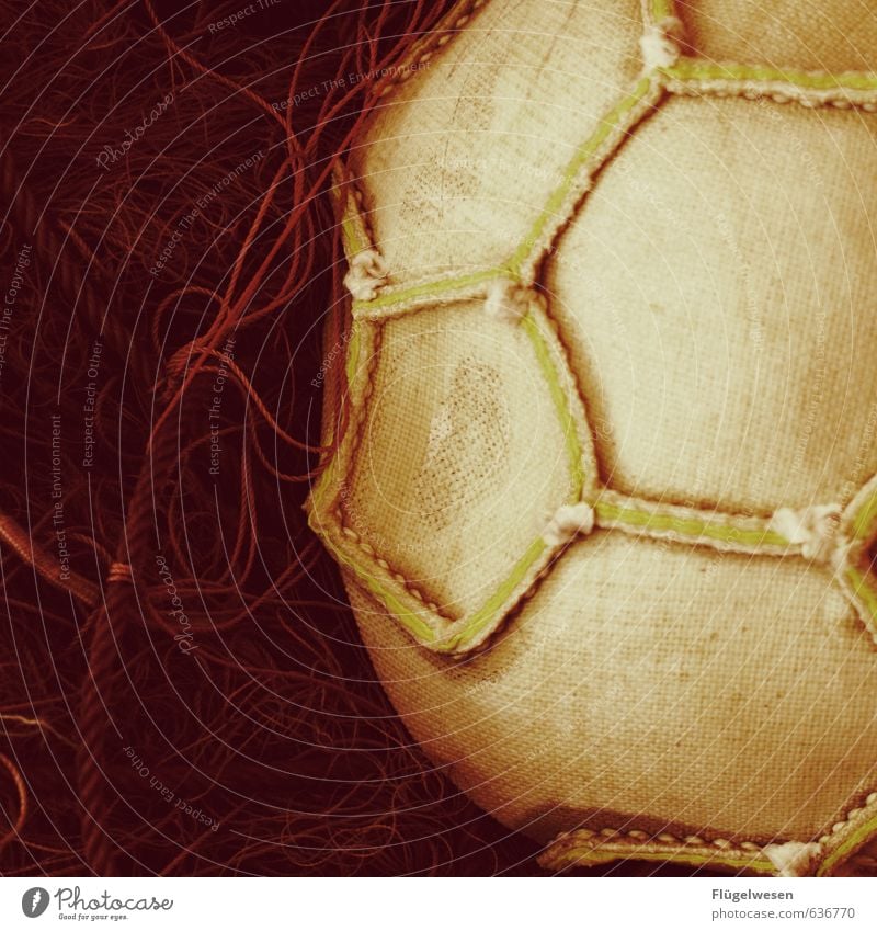 inside football Leisure and hobbies Ball Sewing Stitching Net Colour photo Interior shot Close-up Detail Rope Surface structure Round Hexagon Deserted