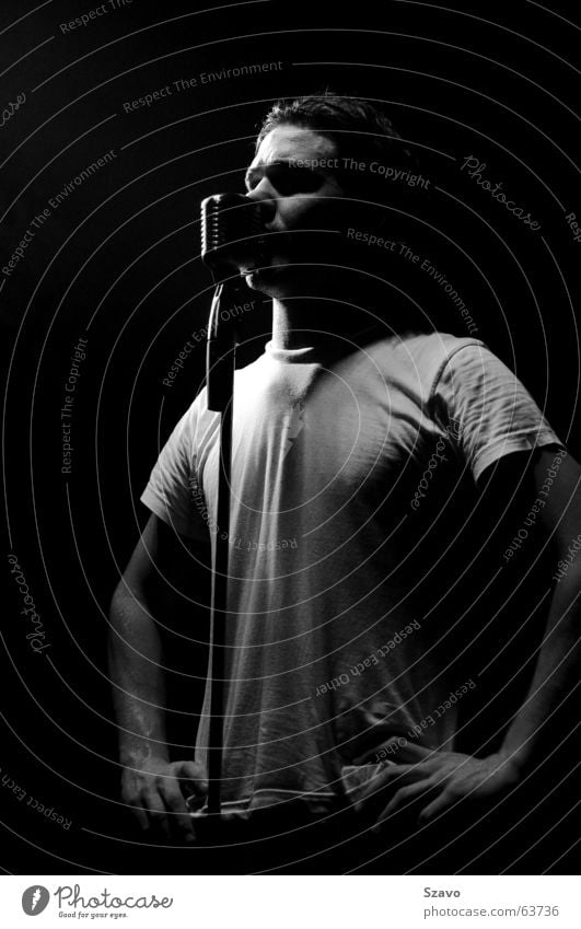 singer Singer Concert Live Microphone Stage Light Music Black & white photo