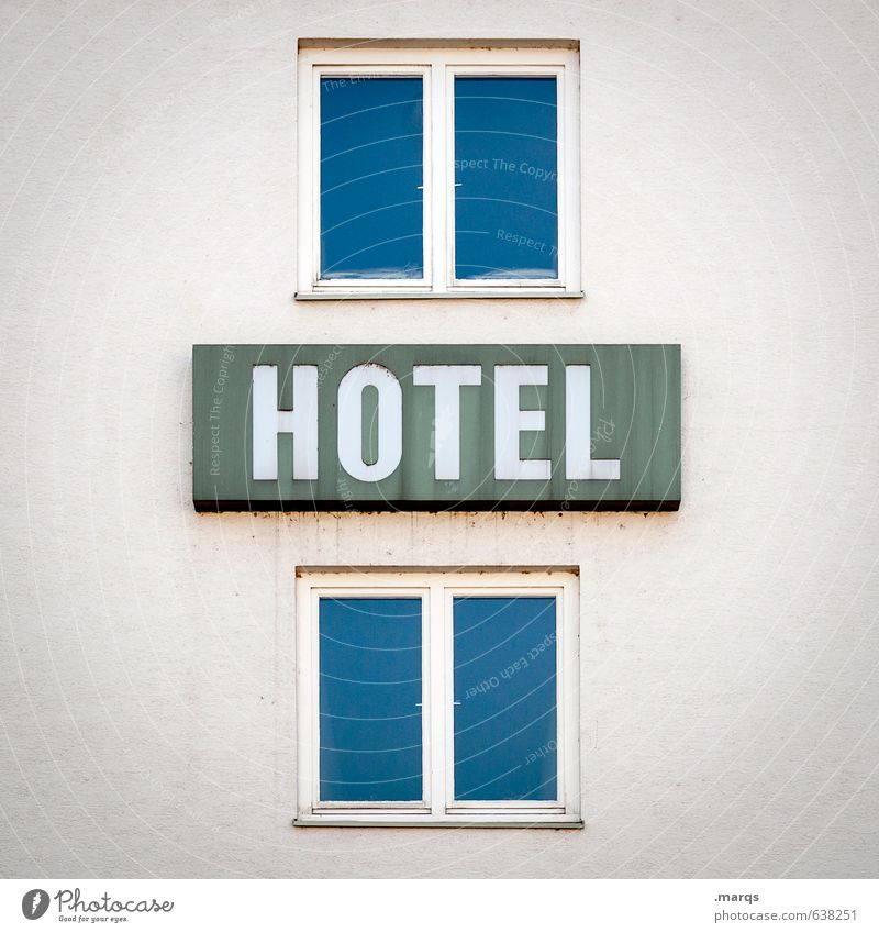 HOTEL Vacation & Travel Tourism Services Business Town Building Architecture Hotel Facade Window Signs and labeling Simple Blue White Symmetry Colour photo