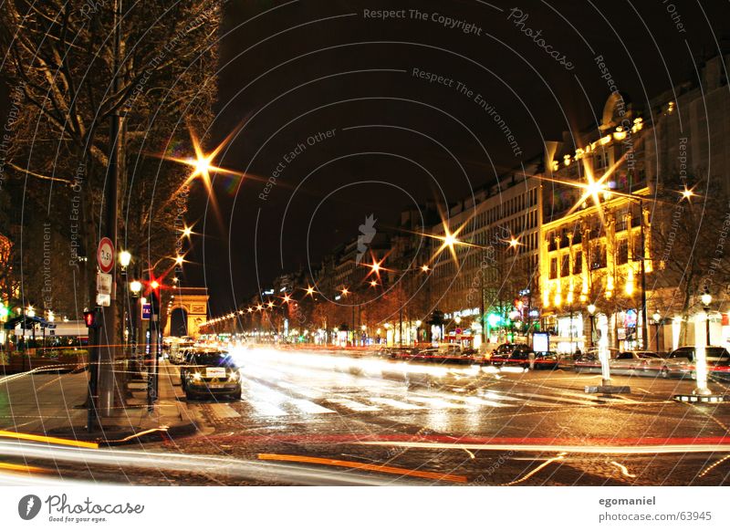 Les Champs-Élysées Paris France Night Long exposure Champs-Elysées Town Car Movement