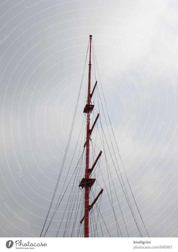 rig Sailing Sky Clouds Rigging Large Tall Blue White Sports Mast Rope spar Sailing ship Colour photo Exterior shot Deserted Copy Space left Copy Space right