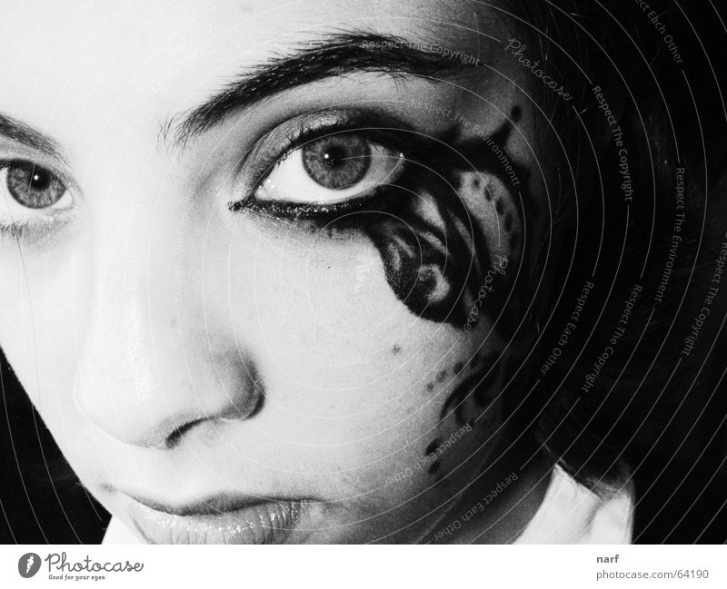 butterfly effect Make-up Girl face close-upo eyes Black & white photo