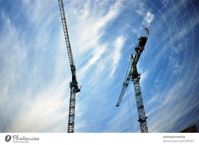 When the crane pulls Far-off places Impressive Construction site Clouds Weight Work and employment Large Worm's-eye view Sky Tall Professional life Redevelop