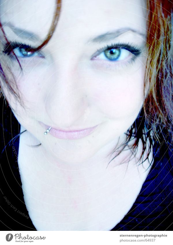 moi. Portrait photograph Woman Piercing Pallid Eyes wet hair blue eyes