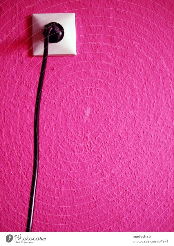 PLUG INTO MAGENTA LOVE | pink pink clean graphic socket outlet Lifestyle Style Wallpaper Energy industry Cable Technology Wall (barrier) Wall (building) Violet