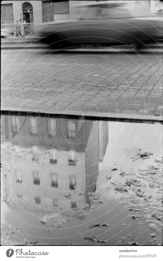 rain Puddle Reflection Motion blur Wartburg castle The eighties Road traffic Pavement Rain Car 601 no trabbi Maybe a lada no porsche GDR