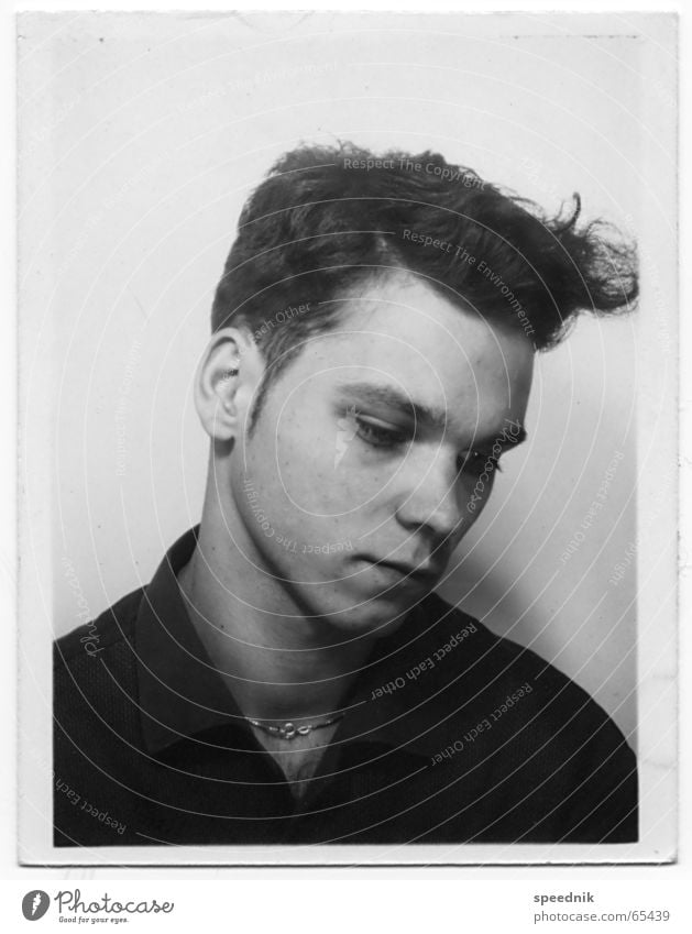 "A picture from the young age" Passport photograph Fantastic Haircut Hair and hairstyles Bad mood Man Grief Black Portrait photograph Memory Young man