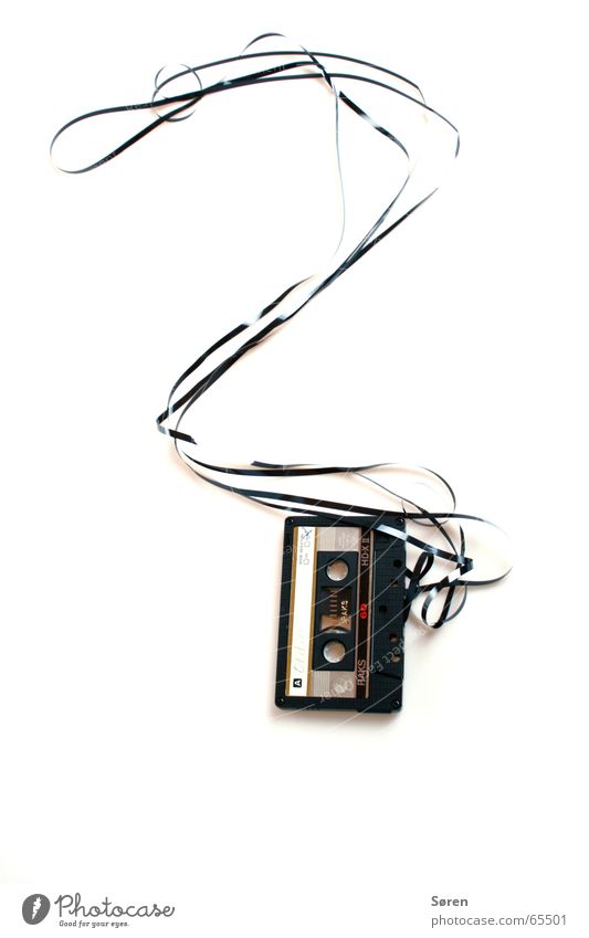 question mark Tape spaghetti Sound storage medium Magnet Tape cassette Radio Play Listening Question mark Symbols and metaphors casette 60min magnetic tape