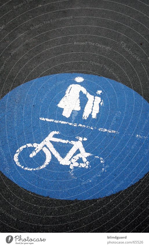 Follow allways the right way Sidewalk Bicycle Mother Child Transport Road traffic Cycle path Road safety Landmark Street painting Safety Correct Commute