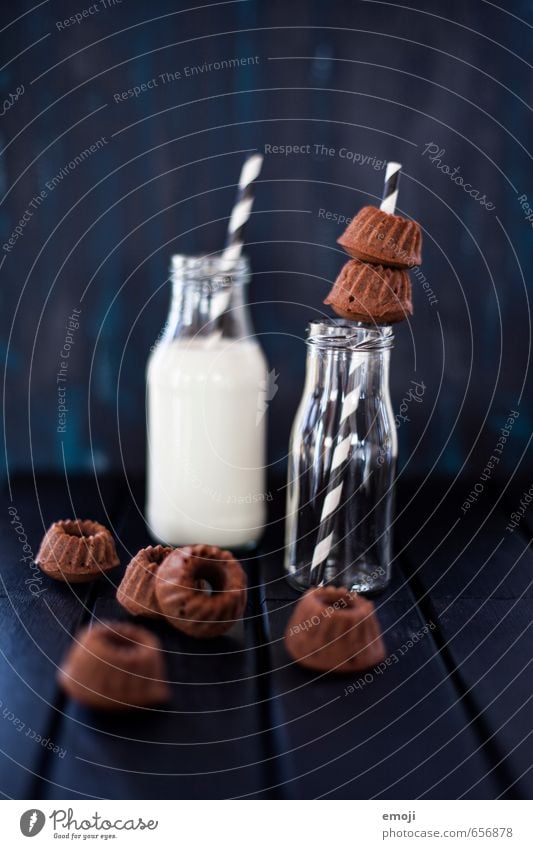 chocolate & milk Dairy Products Cake Dessert Candy Chocolate Nutrition Milk Bottle Straw Delicious Sweet Gugelhupf Baked goods Colour photo Interior shot