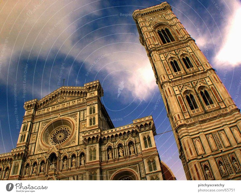 Santa Maria del Fiore II Renaissance Clear Italy Religion and faith Building Clouds Worm's-eye view Florence Manmade structures House of worship Historic Dome