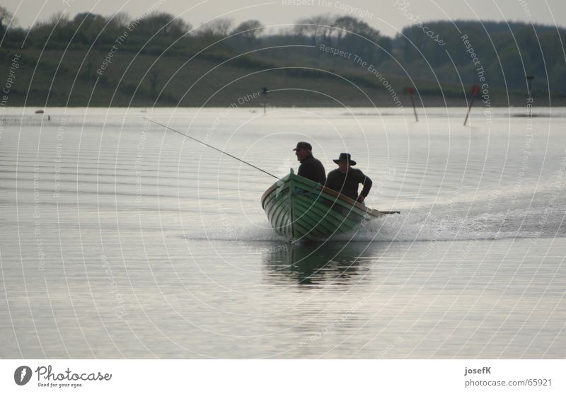 Fishing boat on the Shannon River in Ireland Motorboat Fisherman Angler Lake Water