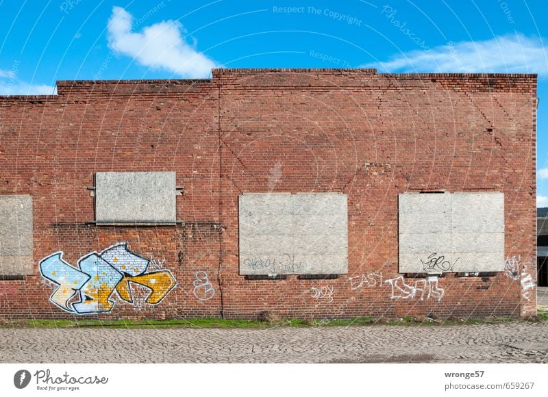 Text space | Three and a half Magdeburg Germany Europe Town Outskirts Deserted House (Residential Structure) Industrial plant Manmade structures Warehouse