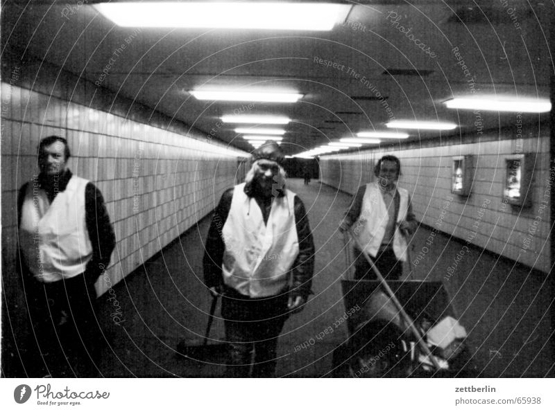 People in the tunnel Tunnel Cleaner Neon light Vanishing point Central Underpass city cleaning spotting requirement