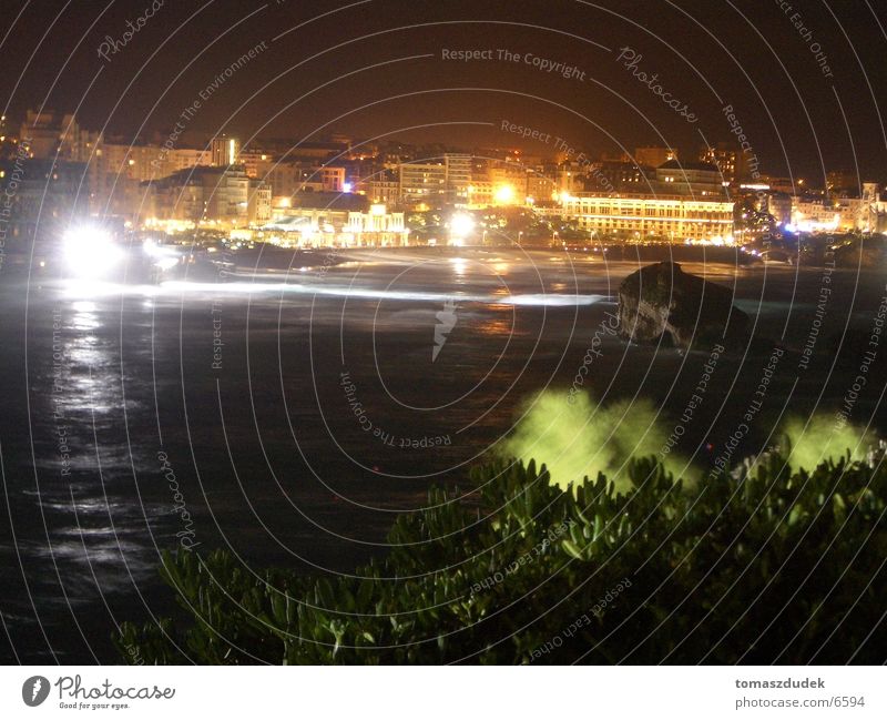 Biarritz at night Night Ocean Town France Europe Light