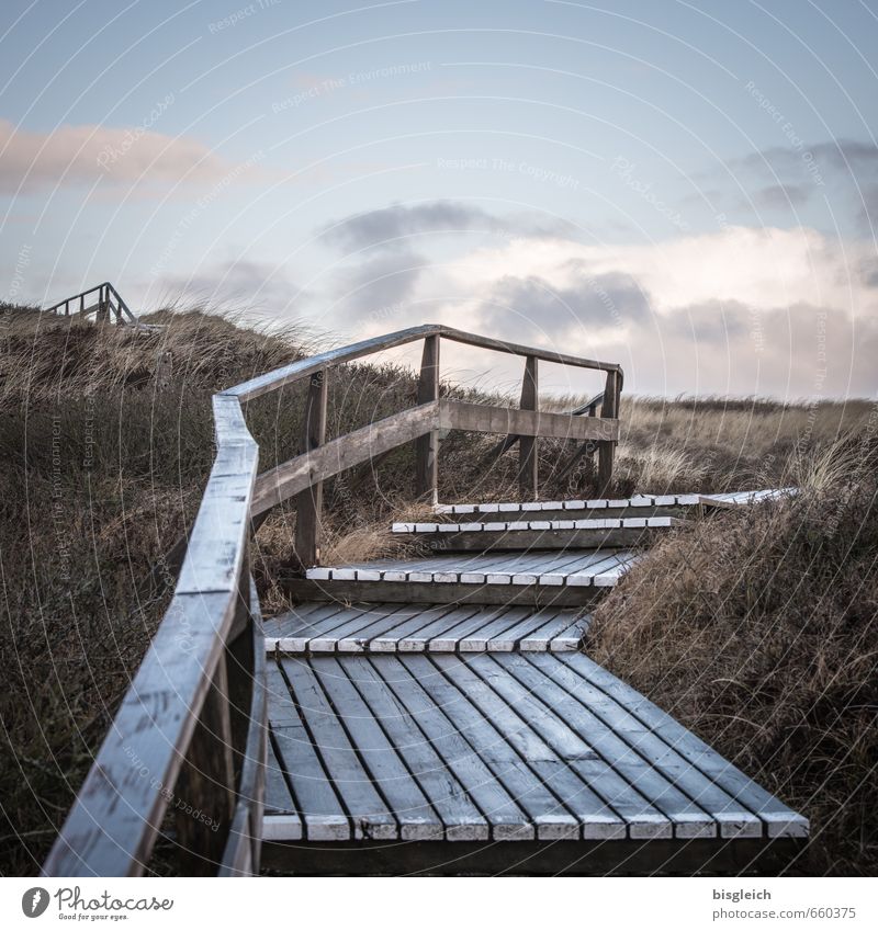 Sylt XV Vacation & Travel Beach Ocean Island Environment Nature Landscape Sky Grass North Sea Germany Europe Stairs Banister Wood Blue Brown Gray Far-off places