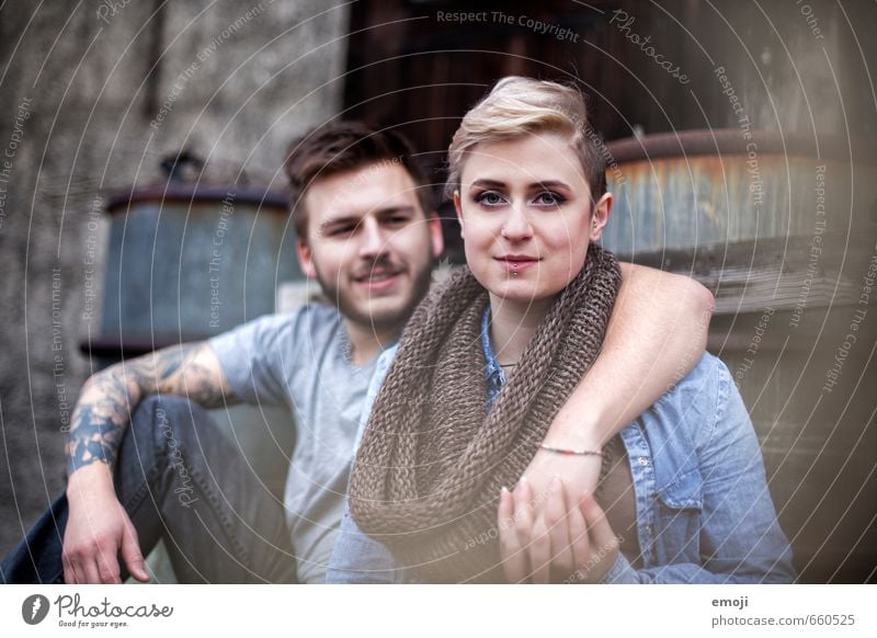 young modern couple Masculine Feminine Young woman Youth (Young adults) Young man Couple 2 Human being 18 - 30 years Adults Hip & trendy Embrace Colour photo