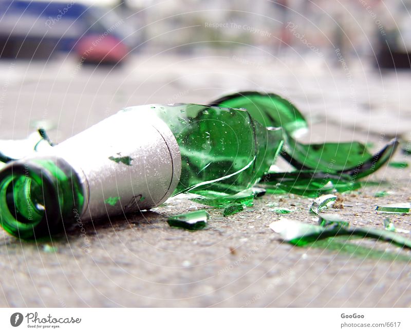 shattered glass bottle