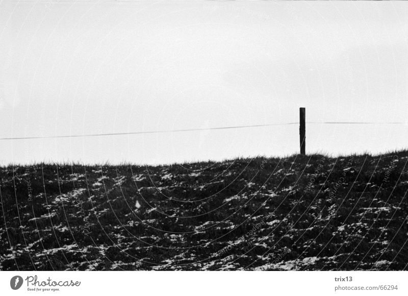 fence Fence Meadow Pole Black White Hill fenced Sky