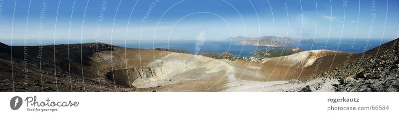 Dance on the volcano Volcanic crater Vulcano Sicily Panorama (View) Summer Physics Volcano Landscape Island m sun Warmth Large Panorama (Format)