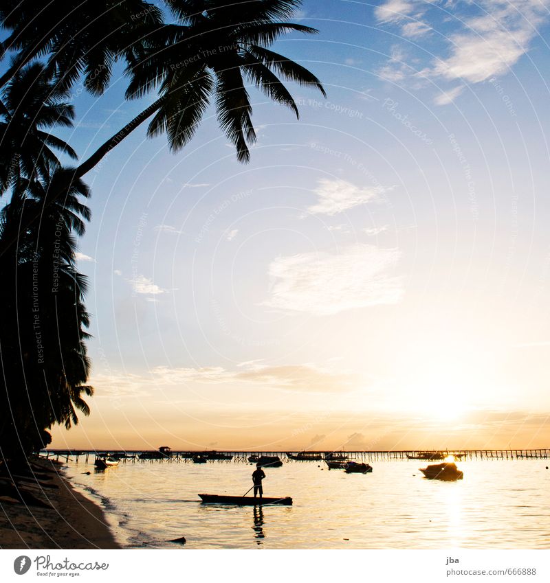 sundown Well-being Calm Vacation & Travel Tourism Far-off places Summer Summer vacation Beach Ocean Island Nature Landscape Elements Beautiful weather Indonesia