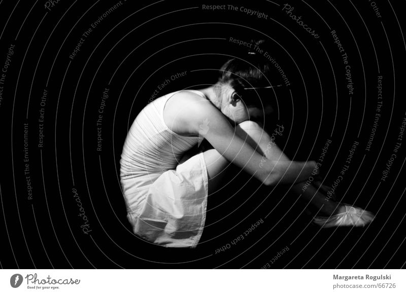 ballet dancer Ballet Girl Grief Woman Black Black & white photo Sadness Hide Dance