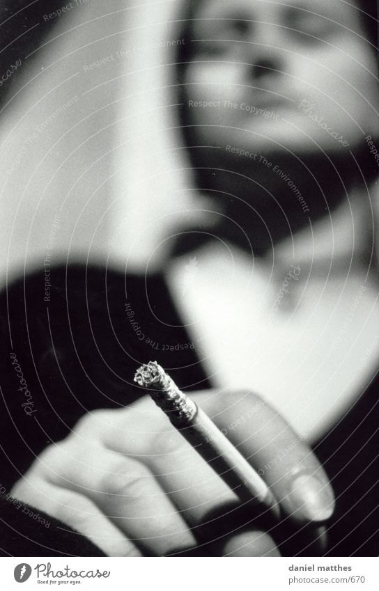 smoke sign Cigarette Woman Photographic technology Smoking Human being Black & white photo