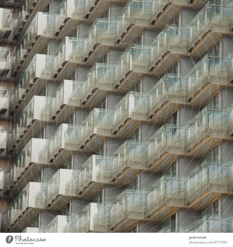Balconies in the square Style Budapest High-rise Hotel Facade Balcony Glass Sharp-edged Modern Agreed Arrangement Equal Diagonal Glittering Gradation
