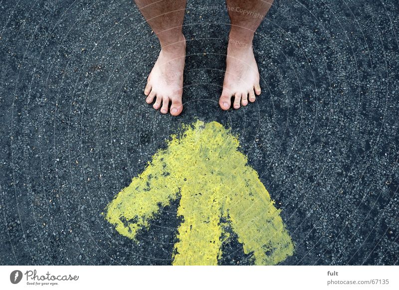 feet Tar Yellow Direction Toes Stand Style Arrow Floor covering diversity Feet Skin Barefoot