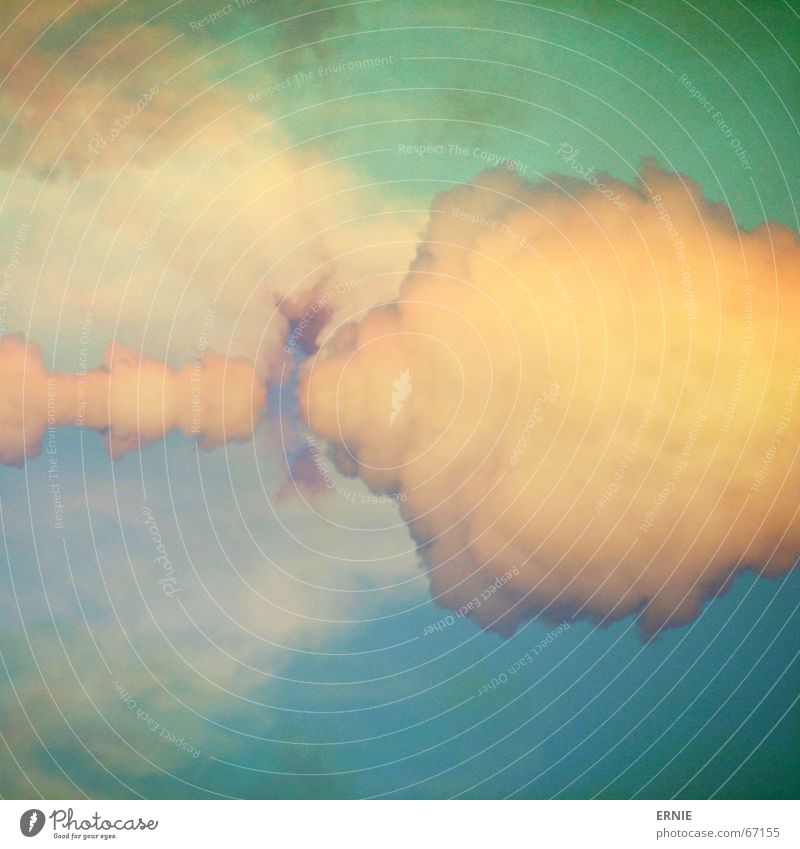 Pseudo Art Cloud Clouds Dramatic Multicoloured Green Authentic False Colour Blue Sky Digital photography uiuiui symetic something from me Detail Exterior shot