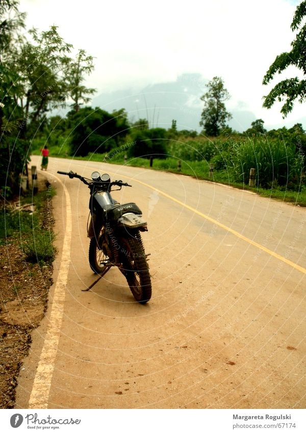 motorbike Motorcycle Thailand Dust Tree Bushes Sand Lanes & trails Street